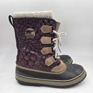 Sorel Women's Snow Boots Size 8 Purple Snowflake Winter Waterproof Warm